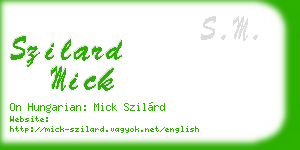 szilard mick business card